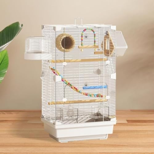Raineed 鳥かごオウムかごトランペット家庭用小型豪華別荘八兄玄鳳虎皮牡丹真珠繁殖 鳥かご 鳥籠インコ 鳥ケージ 大型インコインコ鳥小屋透明な鳥かご バード 組立式 掃除しやすい高強度 ブランコ付き、フードボウル、スナップオンデザインペット用品 ポータ