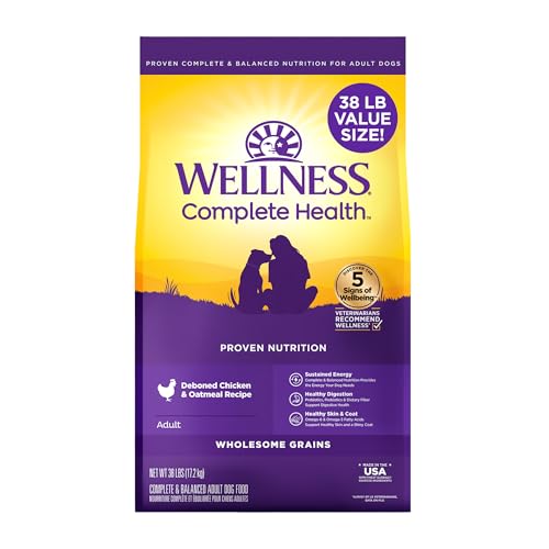 Wellness Complete Health Dry Dog Food, Wholesome Grains, Chicken & Oatmeal, (38-Pound Bag)