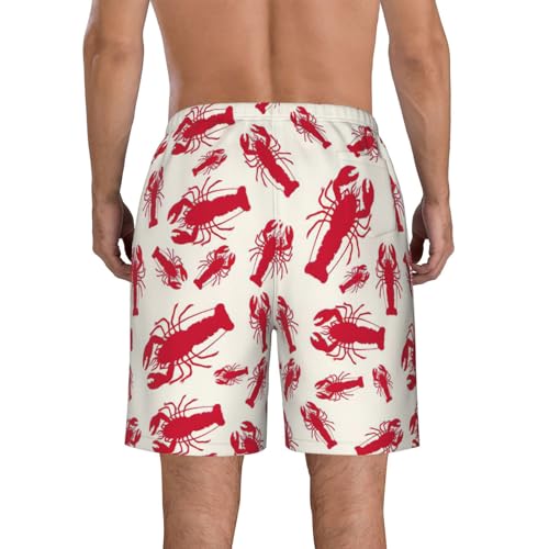 Red Lobster Print Men's Swim Trunks Quick Dry Beach Shorts with Pockets Lining Swimwear Bathing Shorts3