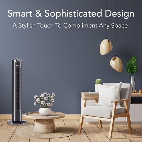 COMFORT ZONE 32" Oscillating Tower Fan with Bladeless Design - Black - Image 2