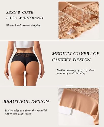 Sexy Underwear for Women Lace Cheeky Panties Breathable Bikini for Ladies 6 Pack4