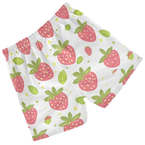 Pigsaly Boys' Swim Board Shorts Red Strawberry Leaves Boy's Swim Trunks Kids Swimwear S2