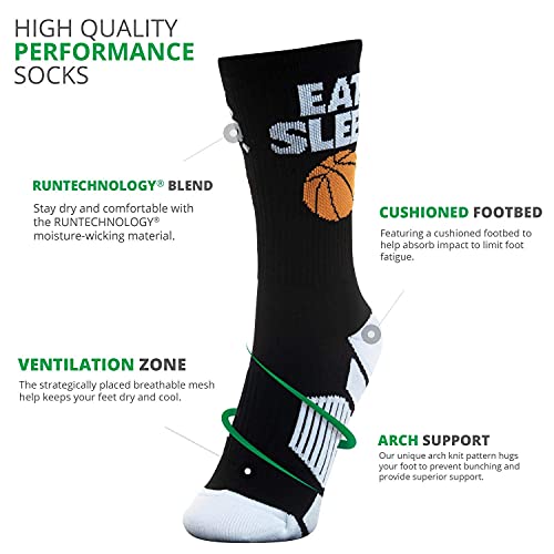 Image of ChalkTalkSPORTS Basketball Socks - Cushioned Mid-Calf Crew - Youth & Adult | Moisture-Wicking Performance Blend, Athletic Basketball Gear, Stay-Up Technology, Arch Support, Breathable, Boys and Men