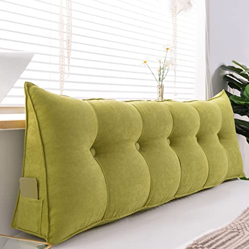 mongdodo ヘッドボード パッド ロング 三角形 厚 い 100*50*20cm 三角クッション 寮の客室用 仮眠用 ソフト くつろぎ シートクッション うつぶせ寝クッション サイドポケット テレビ枕 オフィス 腰当て まくら グリーンB パープル