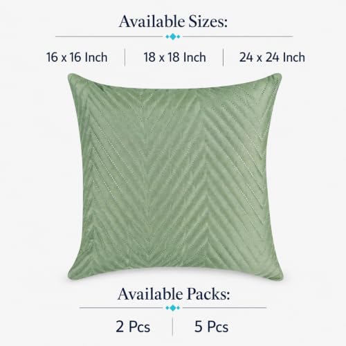 Image of RD TREND UltraSonic Microfiber Cushion Covers, 45 x 45 cm /18 x 18 inches, Set of 2, 250 TC,Back Zipper (Miltry Green)
