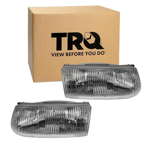 Image of TRQ 2 Piece Headlight Assembly Set Driver & Passenger Side Compatible with Ford Explore 1995-2001 Mercury Mountaineer 19997 FO2502122 FO2503122 F5TZ13008A F5TZ13008B