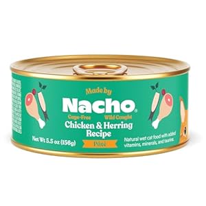 Made by Nacho Premium Wet Cat Food Grain-Free Pate Cans (Chicken and Herring – 6 Pack, 5.5 Ounce)