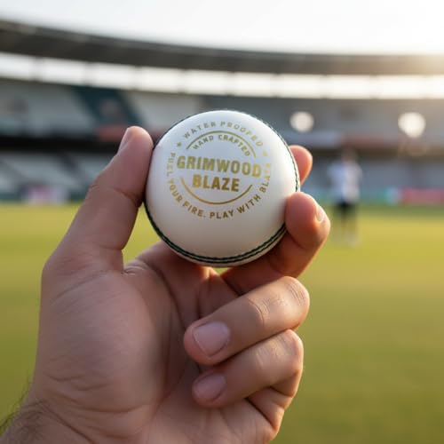 Image of Leather Ball for Cricket | Handcrafted Waterproof Design | Durable Seam & Premium Cork Ball | Match Ready Cricket Ball for Test, ODI, T20 & Practice Games (Blaze Leather Ball - White)
