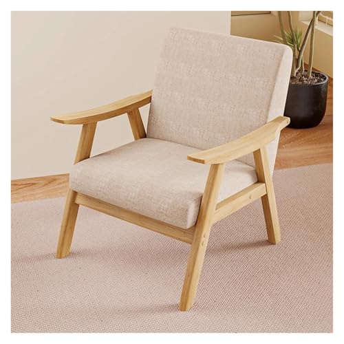 Stylish Upholstered Accent Armchair - Modern Single Sofa Chair with Lounge Seat & Sturdy Wood Legs Perfect for Living Room Bedroom Office or Waiting Area