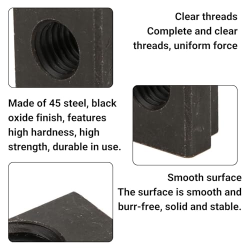 Jadeshay T Nutensteine M12 Schwarzoxid-Finish Nutensteine Edelstahl M12-Gewinde Passen in T Muttern für T-Nuten in Werkzeugmaschinentabellen, 5 Stück