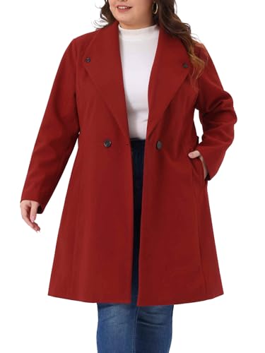 Image of Agnes Orinda Women Plus Size Lapel Double Breasted Belted Winter Coats