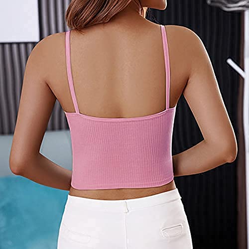 Irises Women Polyamide Nylon Padded Seamless Camisole/Inner with Stylish Strappy Back, Removable Pads Free Size (26 Till 32) Pack of 1 (C, Pink)