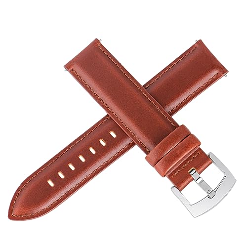 Image of OTTOODY Leather Watch Bands Quick Release, Elegant Top Grain Leather Watch Straps for Men & Women, Choice of Color & Width - 18mm, 19mm, 20mm, 21mm or 22mm Wristbands Bracelet for Watch & Smartwatch
