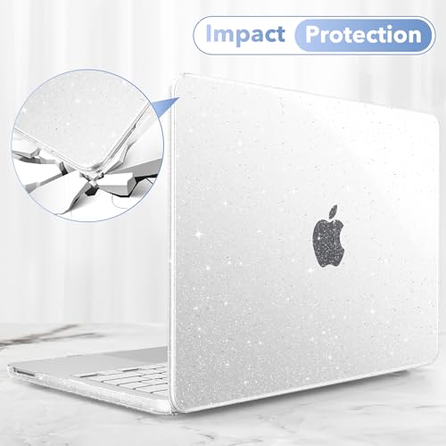 Image of May Chen Compatible with MacBook Neo 13 inch Model A3404 2026 Release, Slim & Lightweigh Frosted Finish Protective Case with Keyboard Cover&Screen Protector, Glitter Clear