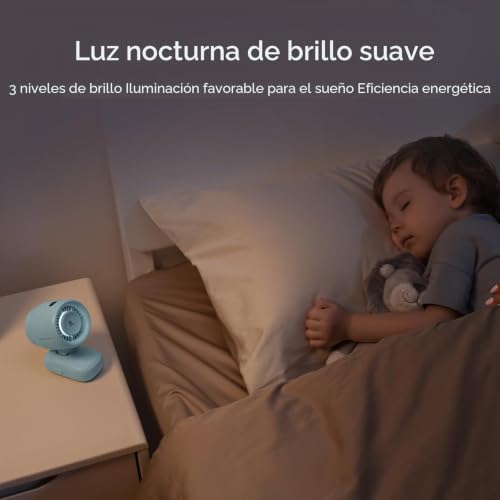 Miniatura 7 de Jisulife Mini Ventilador Para Cochecito De Bebé, Portátil, Con Clip, Funciona Con Pilas, Pequeño Ventilador Con Luz Nocturna, 5 Velocidades, Pantalla Led, Soporte Flexible Desmontable, Seguro Para