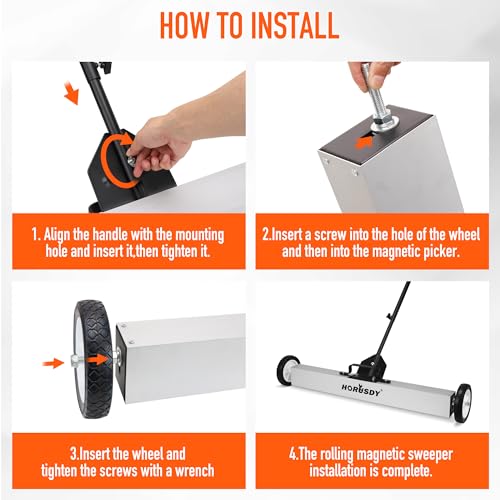 image for HORUSDY 17-Inch Rolling Magnetic Sweeper with Wheels | Adjustable Hand