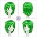 S-noilite Unisex Short Green Wig Women Men's Short Layered Fluffy Spiky Wigs with Bangs Straight Synthetic Hair Full Wigs for Halloween Cosplay Costume Comic-cons Anime Party Green