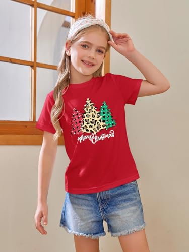 Image of Girls Short Sleeve T Shirts Kids Summer Tops Crewneck Tees 5-14 Years