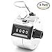 AFUNTA 4 Digit Hand Tally Counters, 4 Pack Mechanical Lap Tracker Manual Clicker with Metal Finger Ring Hoop Holder - Silver
