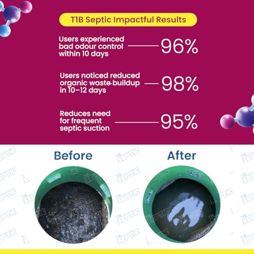 Image of T1B Septic Tank Cleaning Powder - 100X Powerful Formula Microbes & Enzymes, Odour Removal, Prevents Blockages & Clears Drains, Septic Tank Treatment Powder, Tank size 5000 litre, 100g (pack of 1)