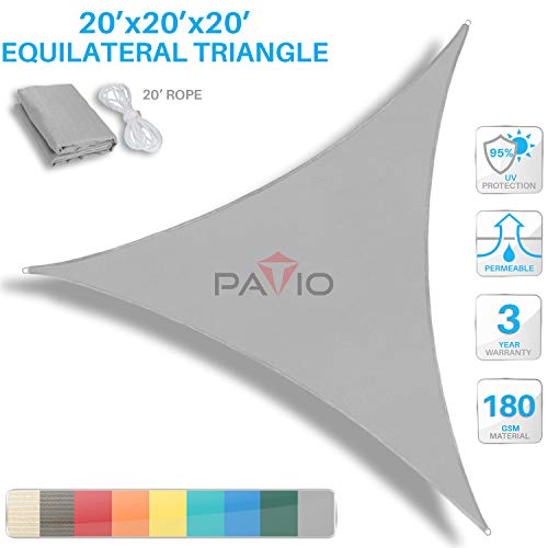Patio Paradise 20' x 20' x 20' Light Grey Sun Shade Sail Equilateral