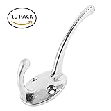 Material: Eisen Hoch: ca. 9cm 10 Stück Kleiderhaken mit Schrauben Mantelhaken solide europäische Vintage Wandhaken für Bad Küche (10 Stück, Silber)
