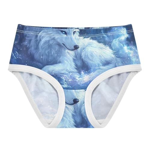 Galaxy Wolf Blue Toddler Girls Panties, Cotton Girls Underwear, 2T–8 Years