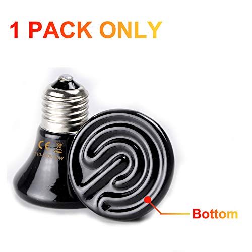 theBlueStone 1-Pack 50 Watt Mini Ceramic Reptile Heat Lamp Bulb E26 No-Light Infrared Heat Emitter for Terrarium Aquarium Amphibian Snake Chickens Brooder Birds Pets - Thumbnail 5