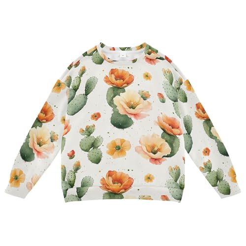 JUNZAN Safari Cactus Retro Little Girls Pullover Hoodie Crewneck Boys Sweat Shirt Sports 4T