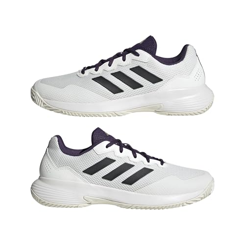 adidas Herren Gamecourt 2.0 Tennis Shoes Tennisschuhe, core White/core Black/Aurora Plum, 43 1/3 EU
