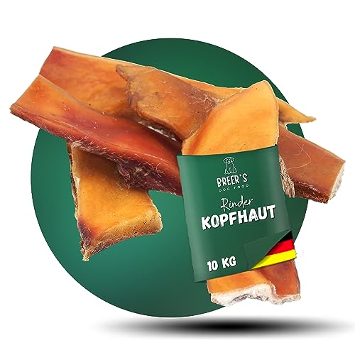BREERs getrocknete Rinderkopfhaut für Hunde 10cm, 10kg Belohnung-Snack getreidefrei, Deutsche Herstellung, Leckerli Hundekauartikel Kauartikel große Hunde