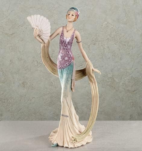 Touch of Class Elegant Soiree Lady Figurine - Aqua, Lilac - Resin - Women of Elegance - Ladies Statue for Bedroom, Living Room, Mantel, Bookshelf, Den - Glamour Girl