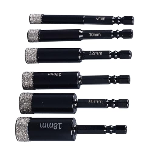 Kit de brocas de diamante seco con vástago hexagonal, 6 piezas miniatura 3