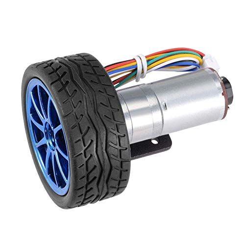 Image of DC 12V DIY Encoder Gear Motor 65mm Magnetic Gear Box with Motor Bracket Engine Wheel Kit Micro Reducer Motor Full Metal Gear Box, 333RPM Suitable for Smart Car Robot Model DIY