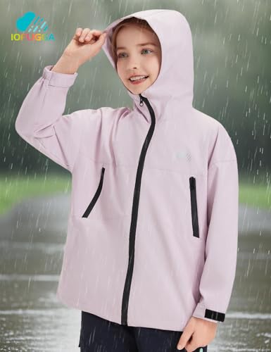 Image of Kids Rain Jacket Lightweight Waterproof Rain Coats Outerwear with Hood for Boys Girls Size 5-15