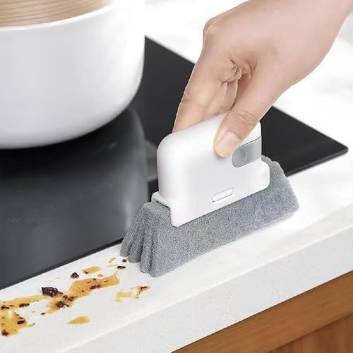 Image of 2 in 1 Multi Purpose Window Groove Cleaning Brush Sliding Door Track and Window Net Cleaner with Built in Dust Collector Double Sided Handheld Tool for Deep Cleaning Kitchen and Bathroom