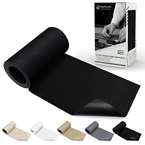 KING MOUNTAIN Canvas Iron on Patch,3"×60",Waterproof 100% Cotton Fabric Repair Patch,Used for Various Sofa,Tent,Clothes,Seats,Suitcases (Black,Waterproof)