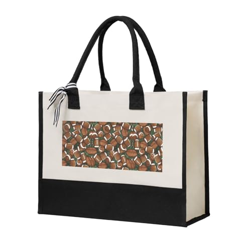 Sac fourre-tout football vert en toile réutilisable pour le shopping