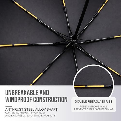 Image of Robustt Auto Open Clutch Umbrella with Carabiner Hook Handle, (Black)| Double Fibreglass Wind-Resistant Frame |for rain & Sun Protection| Lightweight & Compact