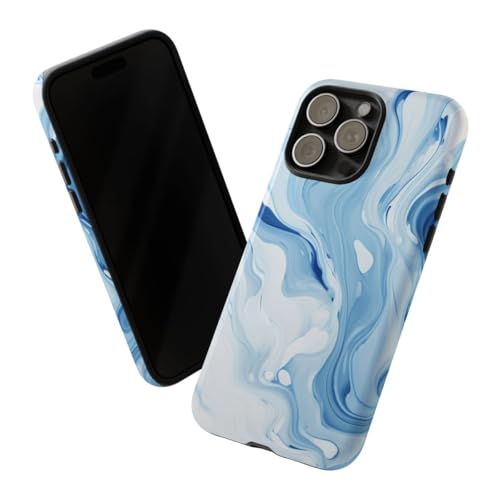Coque iPhone 15 Pro Max marbre bleu rigide et anti-rayures - 2