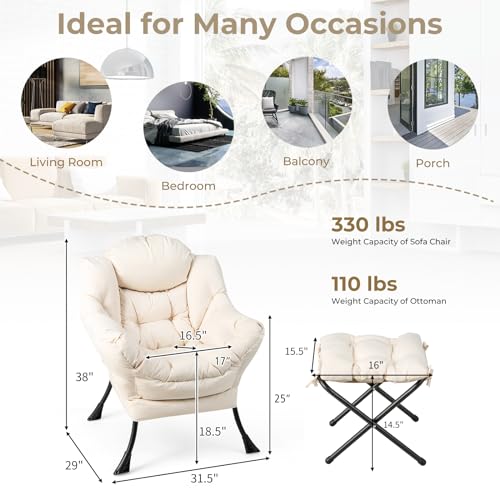 Sillón Ergónomico Plegable Beige miniatura 3
