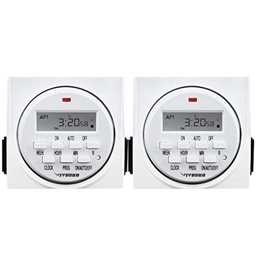 VIVOSUN 2-PACK 7 Day Programmable Digital Timer Switch with 2 Outlets - Accurate