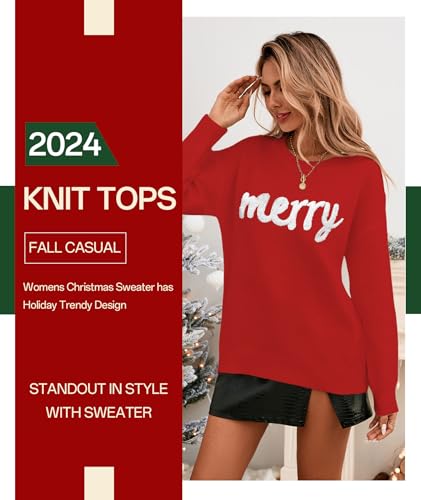 Image of MARZXIN Women Sweater Merry Christmas Pullover Holiday Sweatshirts Tops