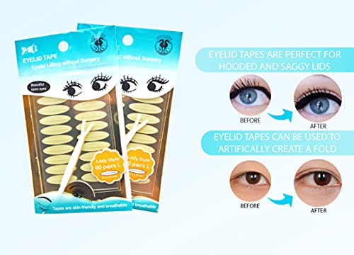 FOLI - SCHLUPFLID TAPE - Augenlid Lifting ohne OP - Schöne Offene Augen Lid Aufkleber - Lady (L) Pretty (M) Girl (S) (60 oder 2x 60 Paar)
