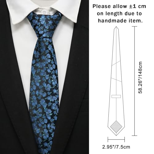Image of Floral Ties for Men Satin Mens Tie Flower Printed Neck Tie Wedding Party Business