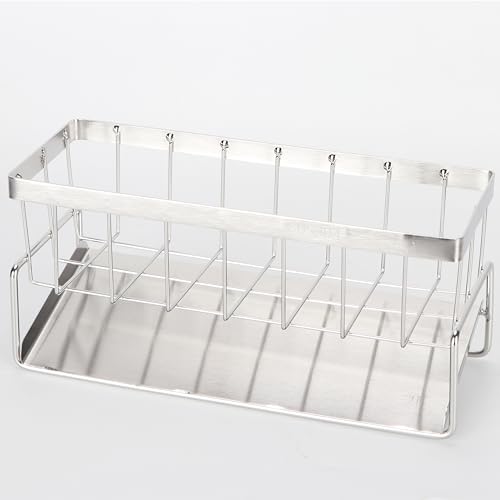 Reelyo スポンジ置き スポンジホルダー 洗剤ラック 水切り 防錆 水が流れる ステンレス製 たわしホルダー 洗面所/キッチン 収納 (通常版)