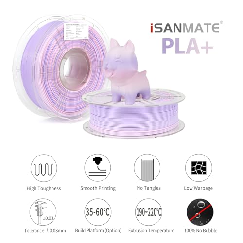 Image of iSANMATE Rainbow PLA Filament, 3D Printer Filament Rainbow PLA, Color Change Filament Dimensional Accuracy + /- 0.03 mm, 1KG Spool [ice Cream]