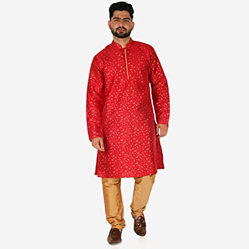 Image of Pro-Ethic Style Developer Men's & Boys Silk Floral Baap Beta Kurta Pajama Set | Father Son Matching Dresses | | (B-111)