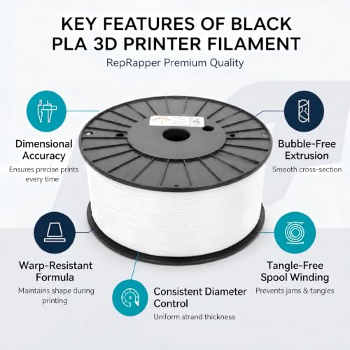 Image of Reprapper White PLA Filament for 3D Printer 1.75mm (± 0.03mm) 9.9lb (3kg) | Premium Easy-to-Print PLA Material, Smooth & Reliable Printing, Excellent Compatibility with Most FDM 3D Printers