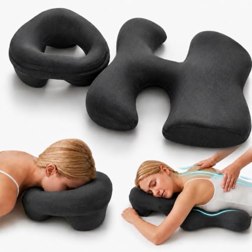 IUDER Massage Pillow Face Down & Breast Pillow for Massage 2-Piece Memory Foam Prone Pillow Set Face Down Headrest for Bed Chest Support for Stomach Sleepers Spa & Home
